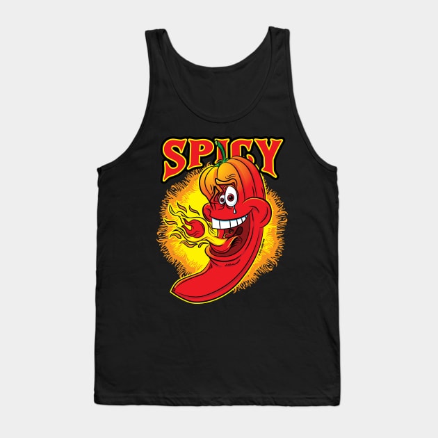 Spicy Flaming Hot Red Chili Pepper Tank Top by eShirtLabs